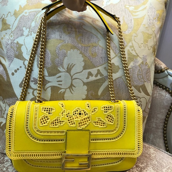 Fendi Handbags - Yellow Designer Chain Shoulder Bag